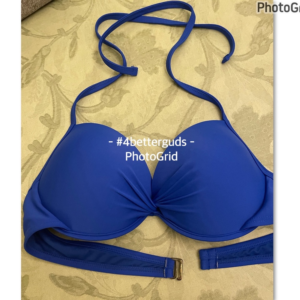 New California Waves Push Up Bikini Swim Top Navy Blue Size XL XG - Picture 3 of 13